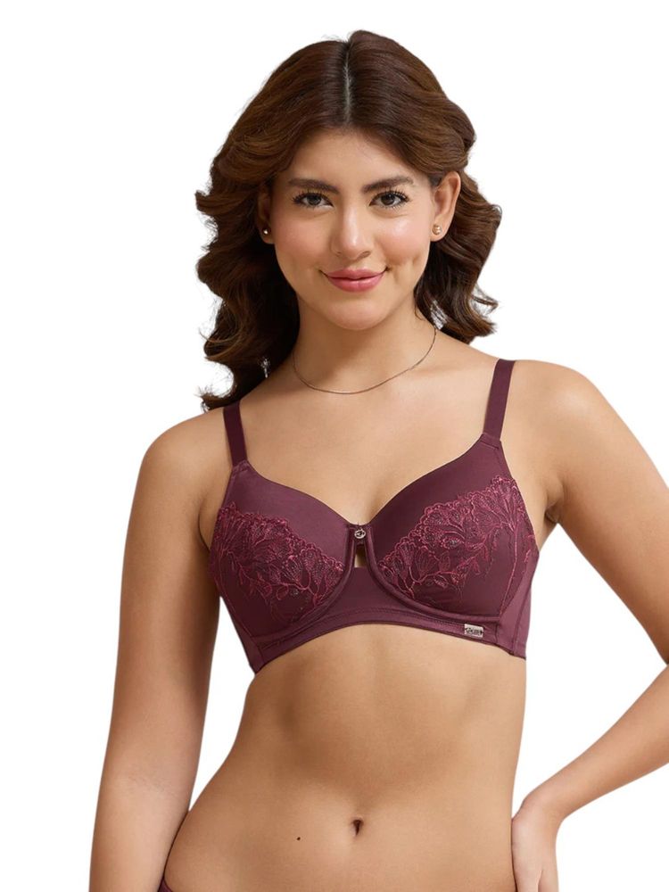 Amante Burgundy Solid Wireless Bra-picture-27