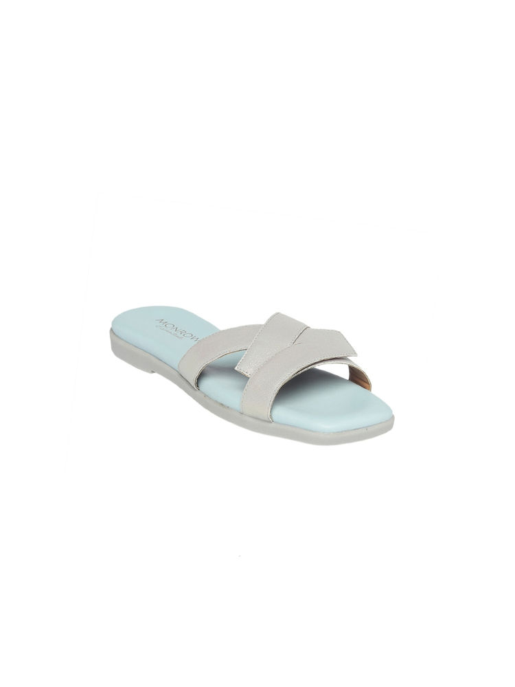 Monrow Solid Or Plain Grey Flats-image-18