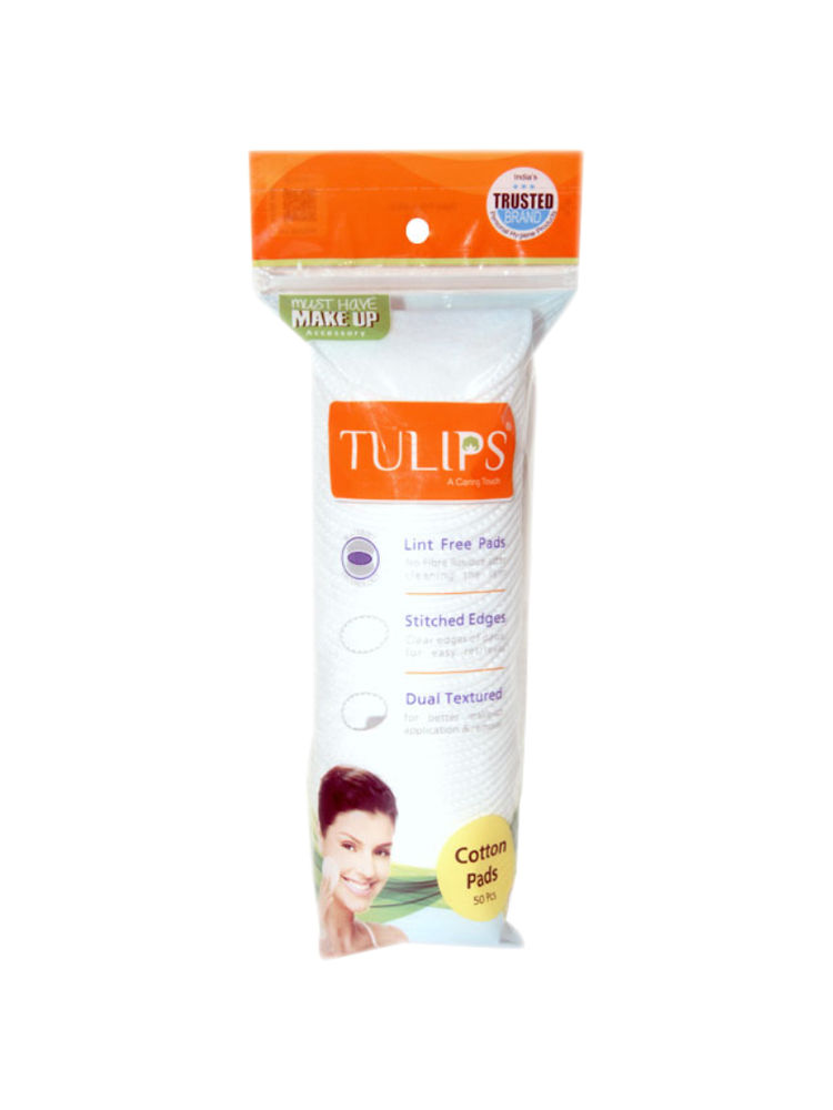 Tulips 50 Round Facial Cotton Pads For Applying & Removing Makeup - Sensitive Skin