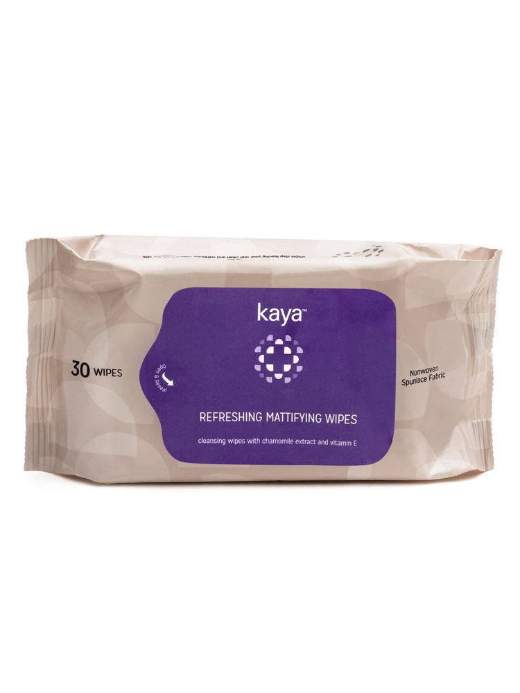 Kaya Refreshing Mattifying Wipes | Vitamin E & Chamomile Extracts | Face Wipes | Cleansing Wipes | For Acne Prone Skin | 30 Wipes