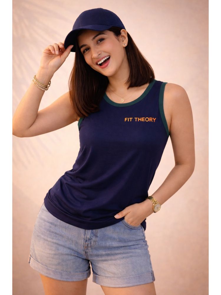 The Fit Theory Navy Blue Cut N Sew Tank Top