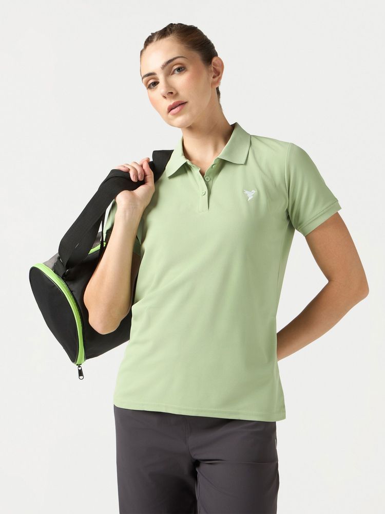 Technosport Green Women Slim Fit Sports Polo T-Shirt-picture-18