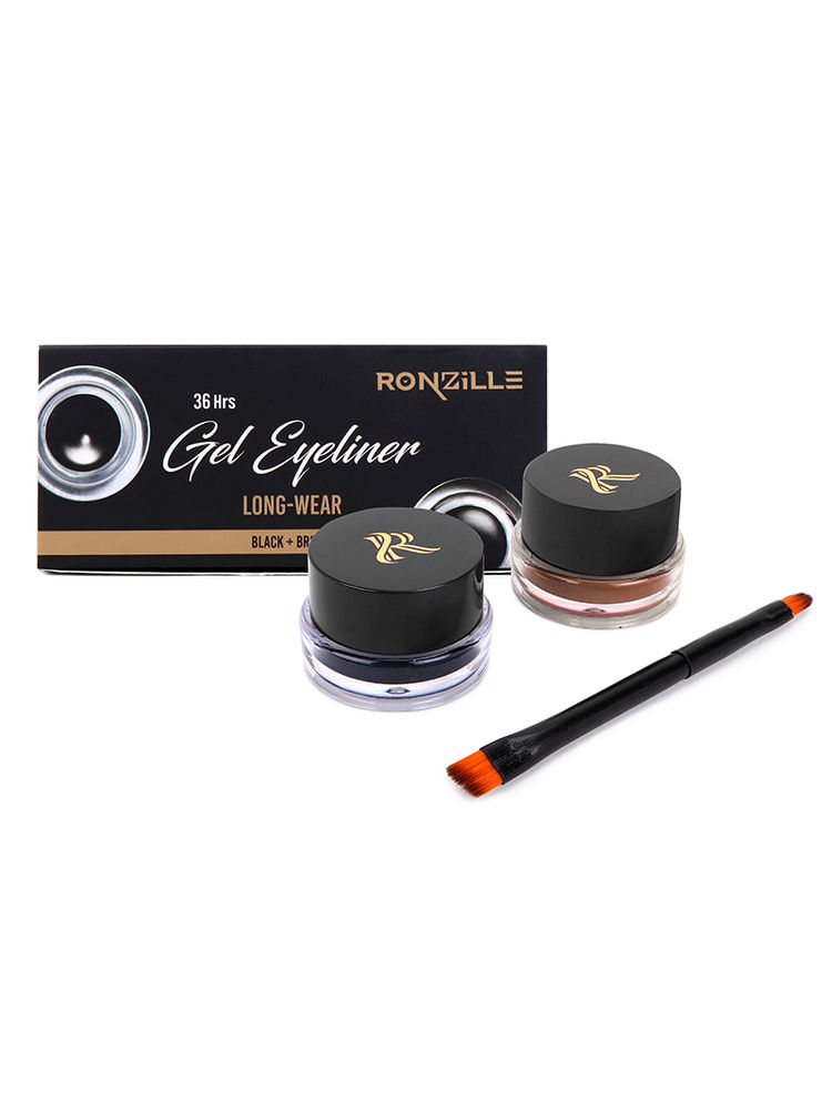 Ronzille 36Hr Waterproof And Smudge Proof Long Wear Gel Eyeliner With Brush - Black And Brown-picture-10