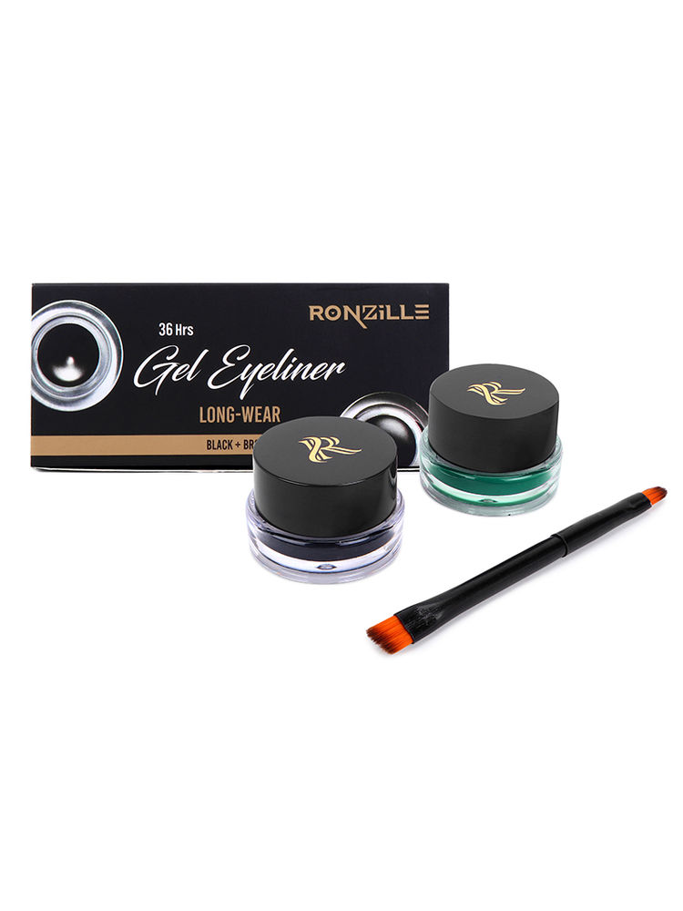Ronzille 36Hr Waterproof And Smudge Proof Long Wear Gel Eyeliner With Brush - Black And Green-picture-18