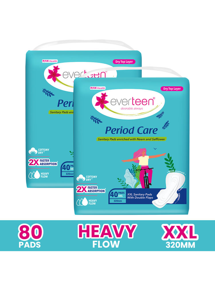 Everteen Period Care Xxl Dry Sanitary Pads Neem Safflower Heavy Flow, Rash-Free - Pack of 2-image-15