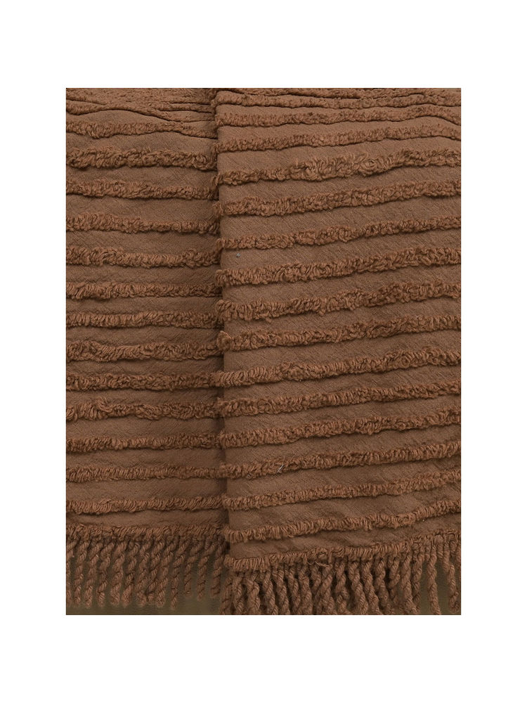 Saral Home Stripe Barkha Washable Cotton Sofa Cover Throw Brown-picture-14