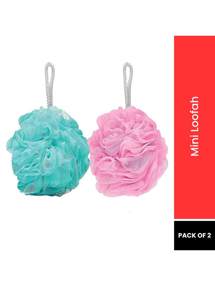 Bronson Professional 2 Pc Loofah For Body Scrubbing Round Bath Sponge (Color May Vary)