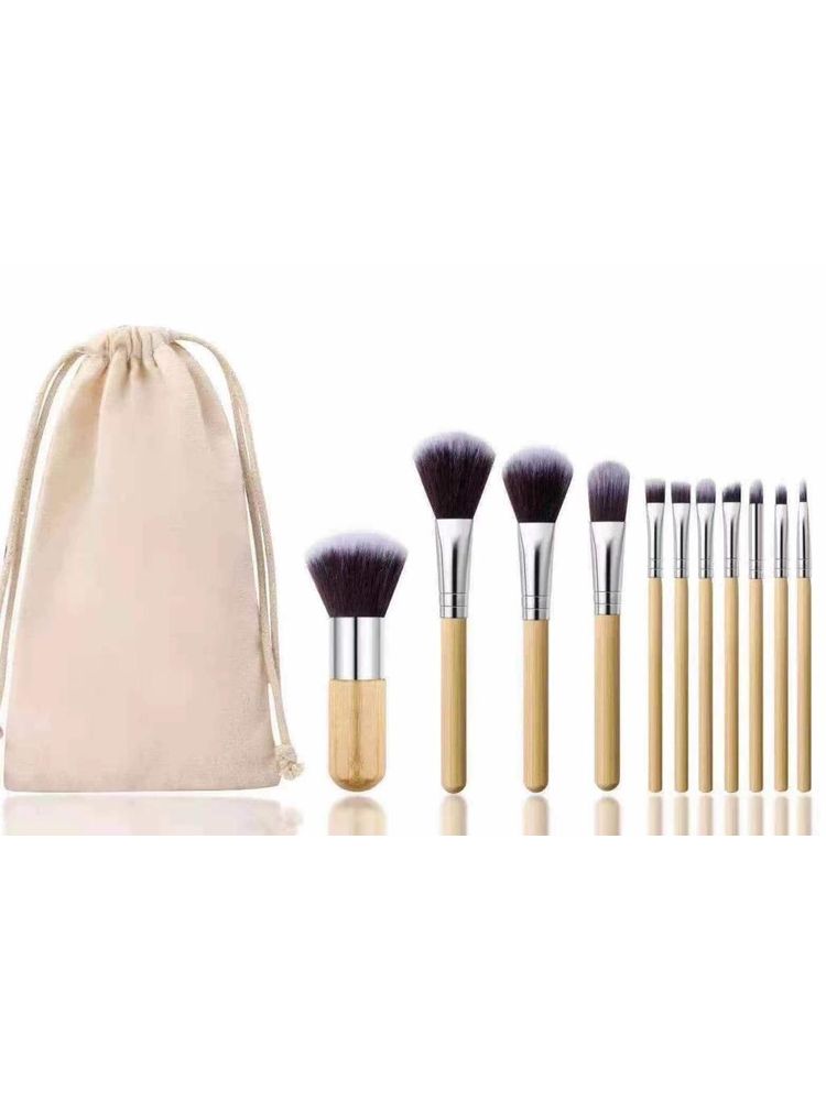 Bronson Professional Super Soft Bristles Hd Finish Bamboomakeup Brush Set With Pouch