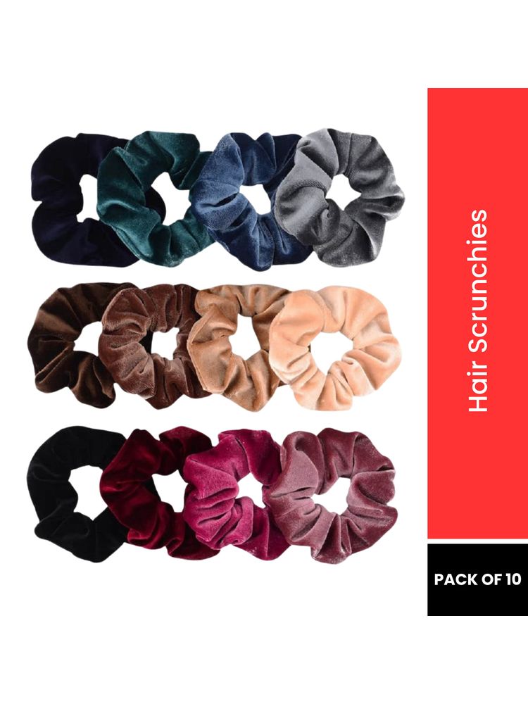Bronson Professional 10 Pc Hair Scrunchies - mix colour