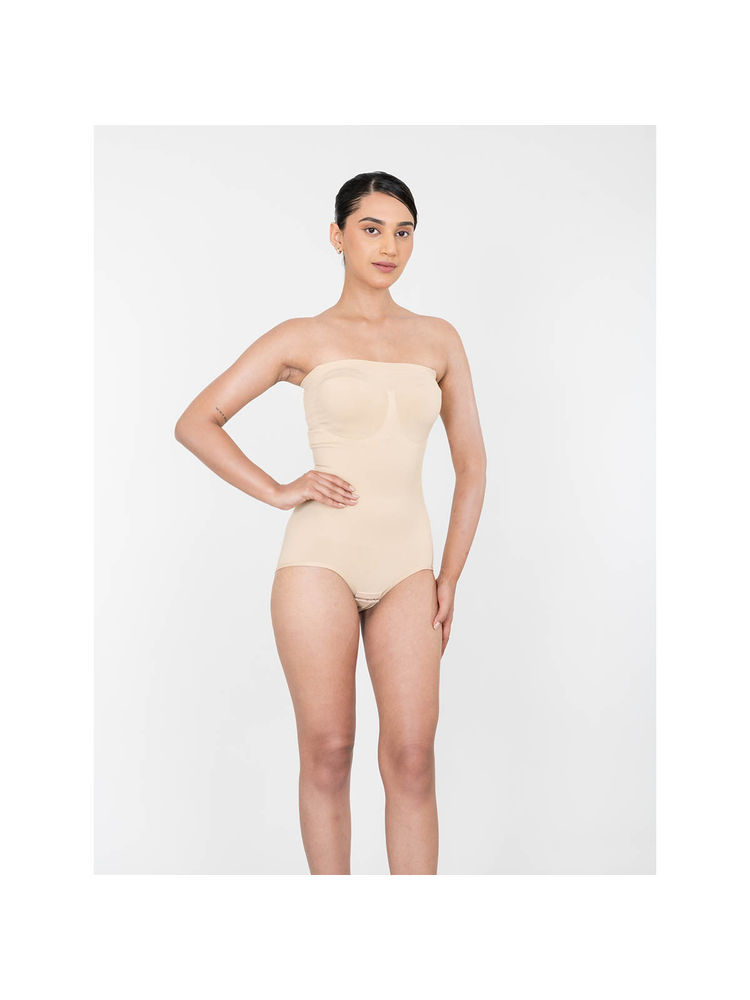 Shapercult Strapless Snatched Bodysuit -Beige-image-4
