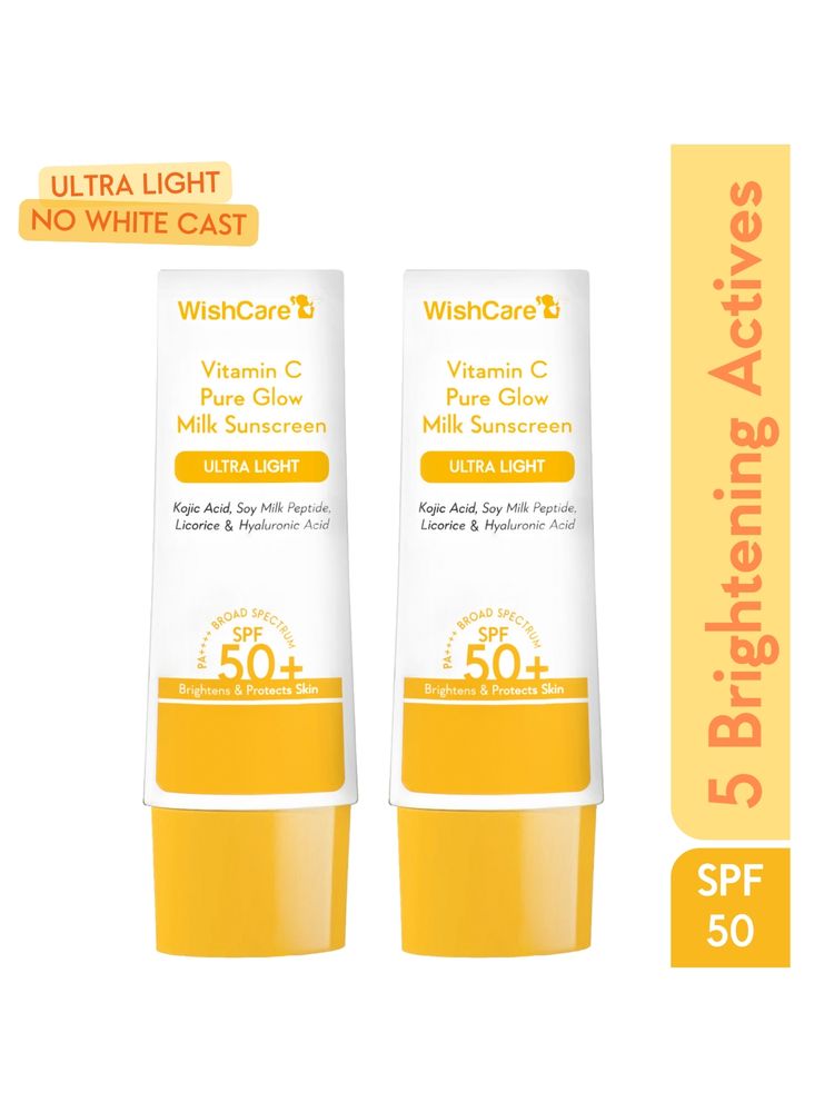 Wishcare Vitamin C Pure Glow Face Sunscreenduo SPF 50 PA++++ Broad Spectum Ultra Light No White Cast-image-26