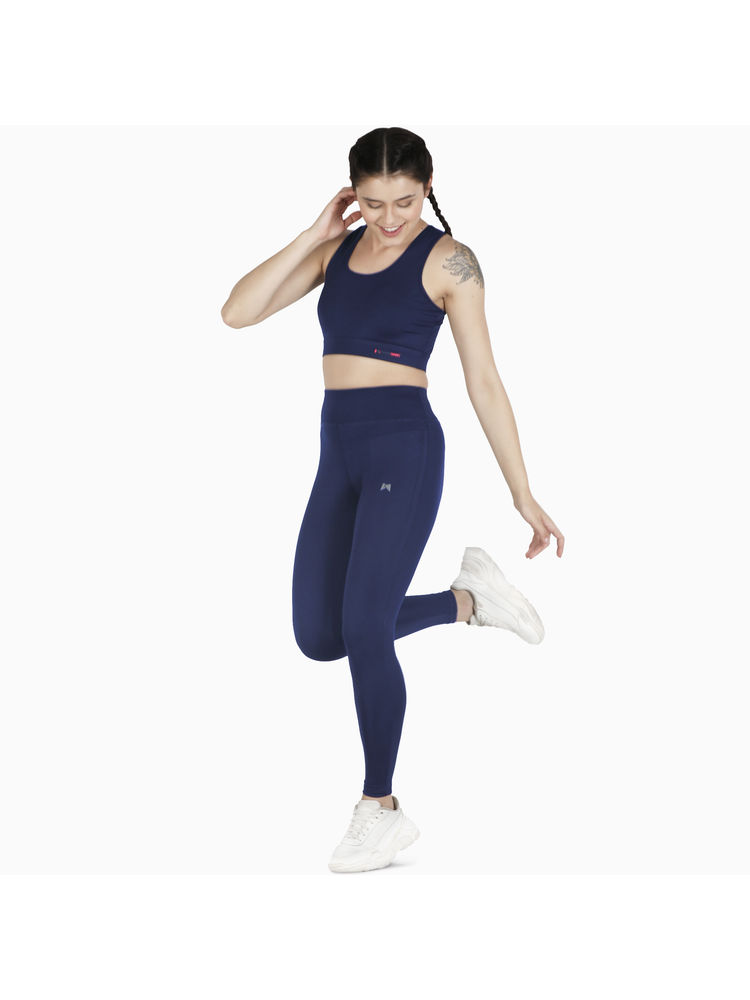 Muscle Torque Gym/yoga High Waist Solid Colors Tight With Sports Bra Set-image-2