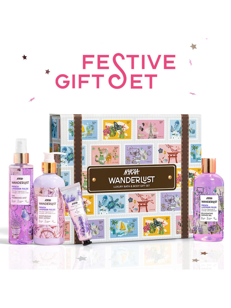 Nykaa WAnderlust Gift Set - French Lavender Shower Gel, Body Lotion, Body Mist & Hand Cream