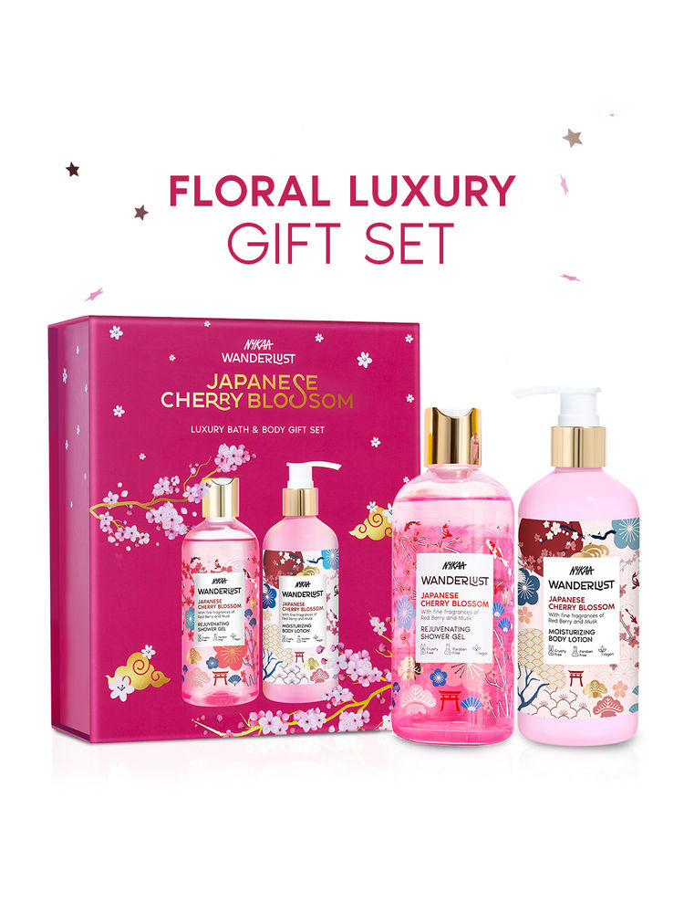 Nykaa WAnderlust Luxury Gift Set of 2 - Shower Gel + Body Lotion (Japanese Cherry Blossom)-image-3