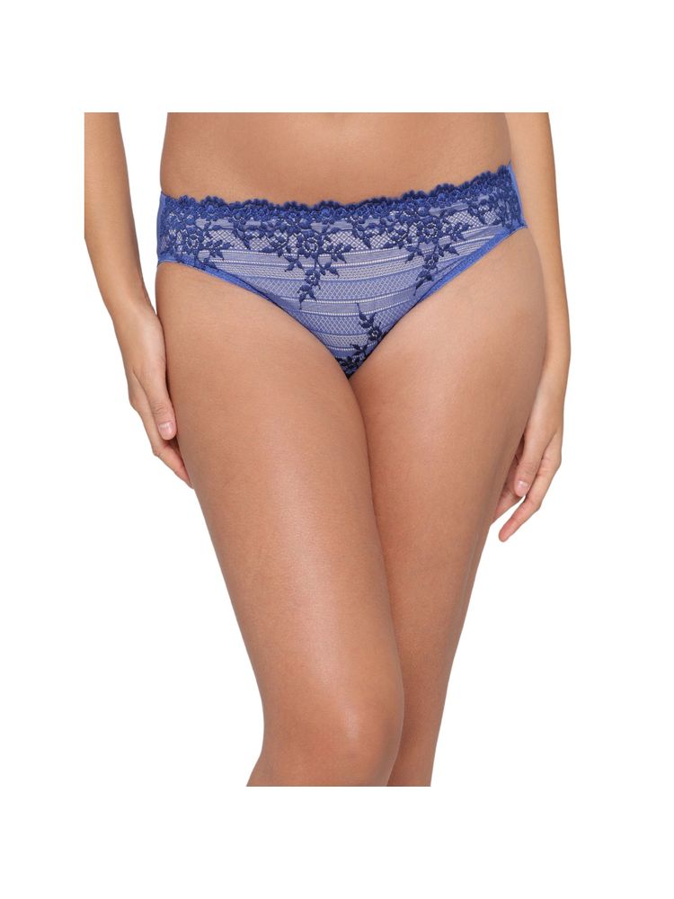 Wacoal Womens Embrace Lace Low Waist Medium Coverage Bridal Wear Bikini Panty-Blue-picture-11