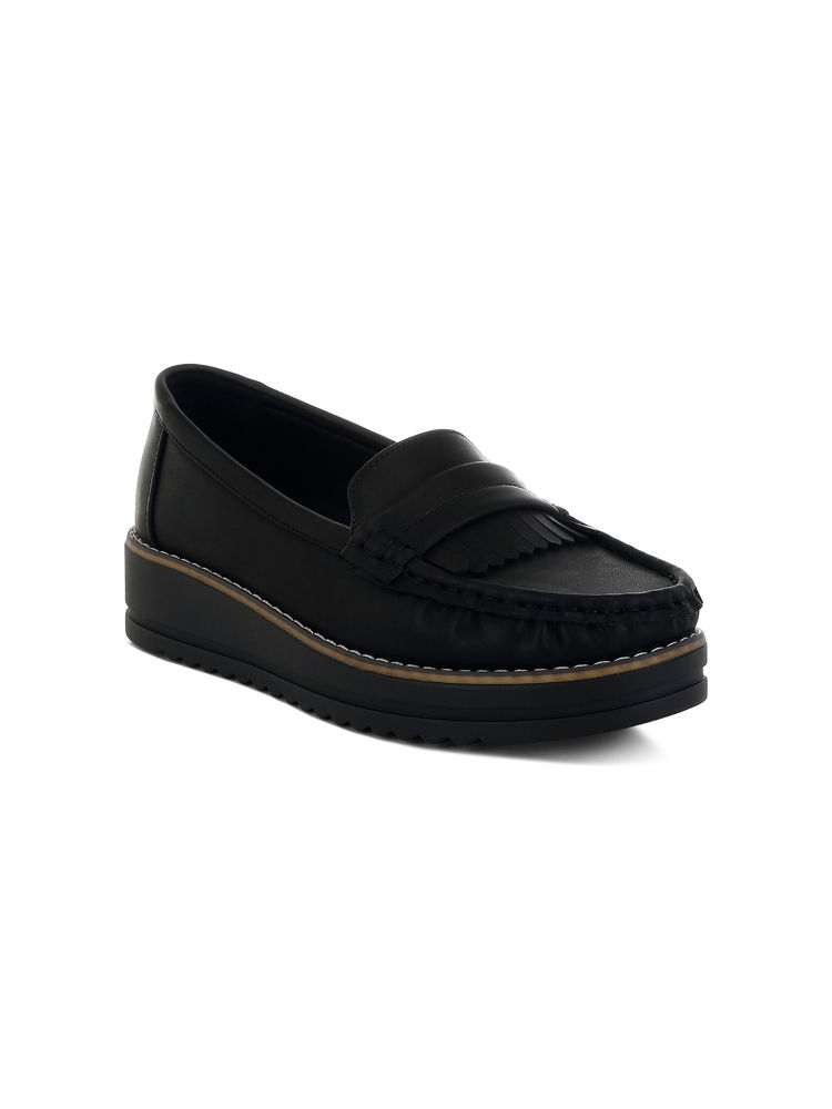 London Rag Black Fringed Nubuck Loafers-image-6