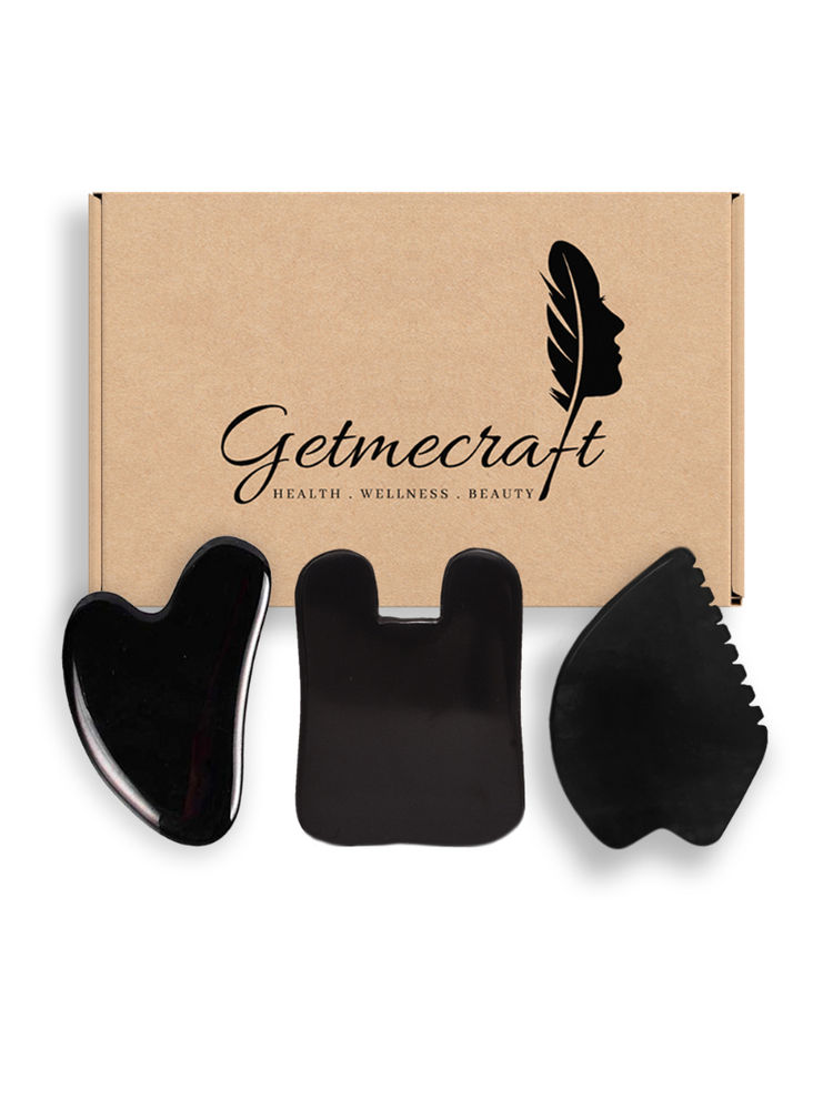 Getmecraft Black Obsidian, Leaf Shape & Rabbit Ear Shape Gua Sha Facial Massage Tool-image-21