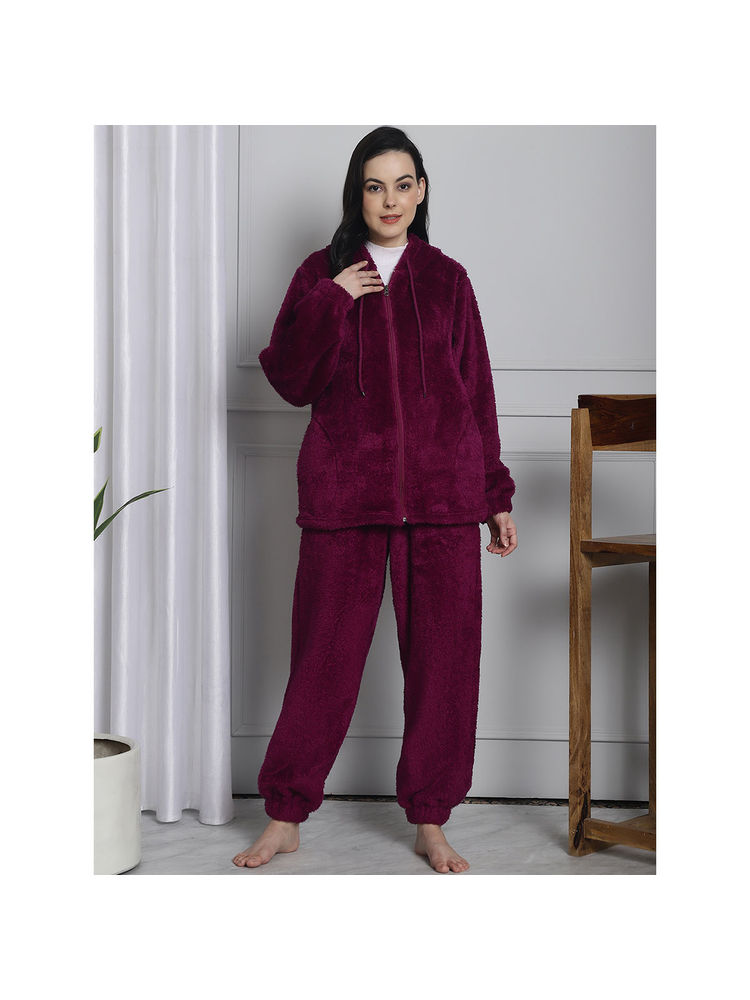 Secret Wish Purple Faux Fur Winter Night Suit (Set of 2)-image-40
