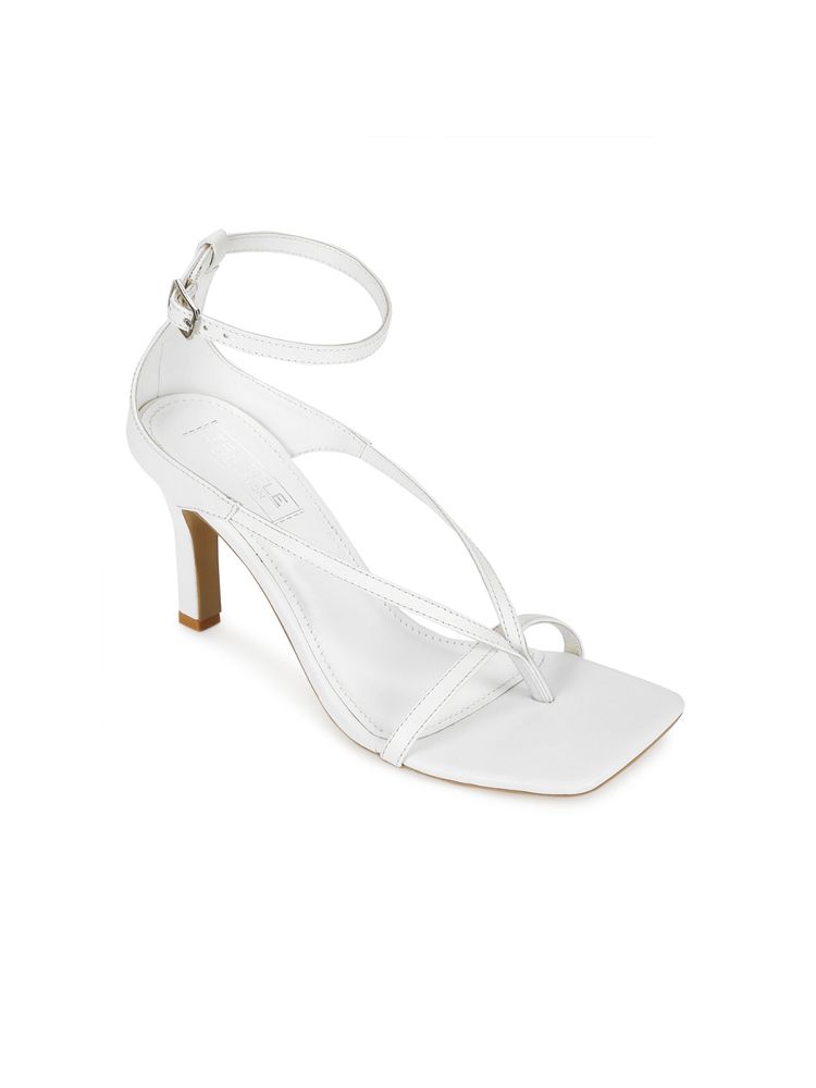 Truffle Collection White Pu Pointed Heel Strappy Stilettos-picture-36