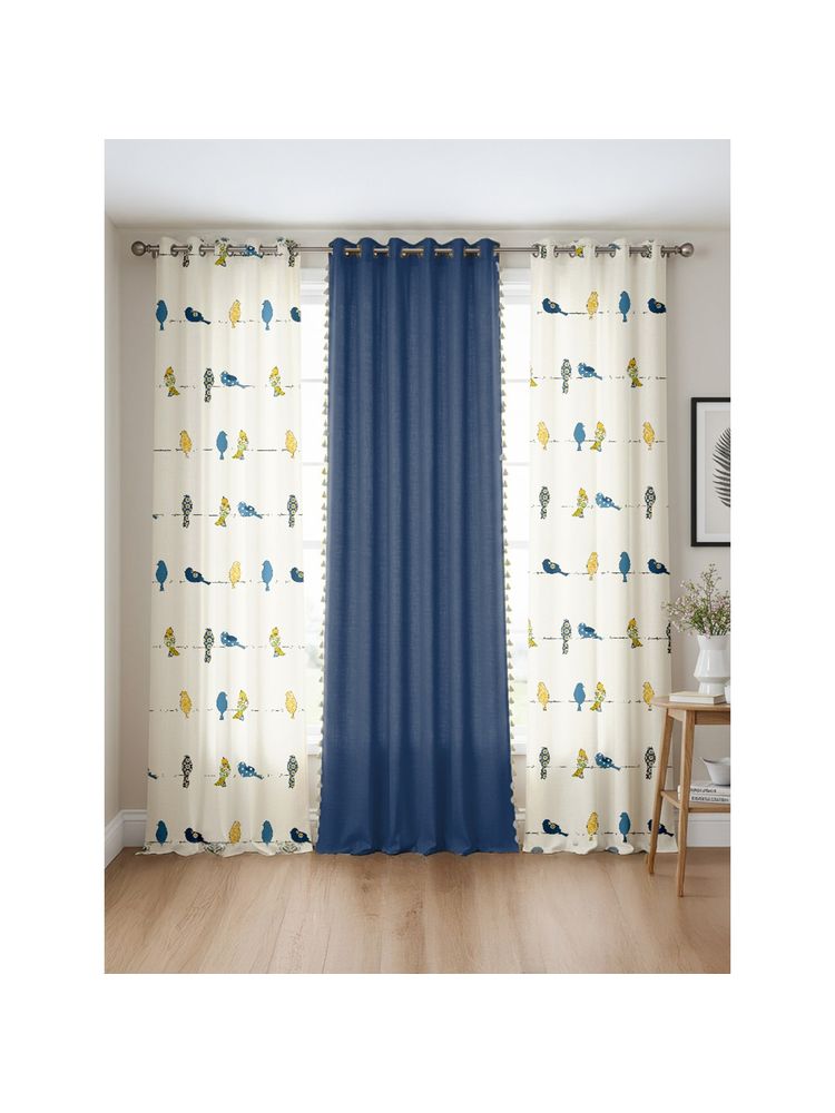 Urban Space Cotton Curtains Humming Bird Blue & Aura Indigo (Pack of 3)-image-12