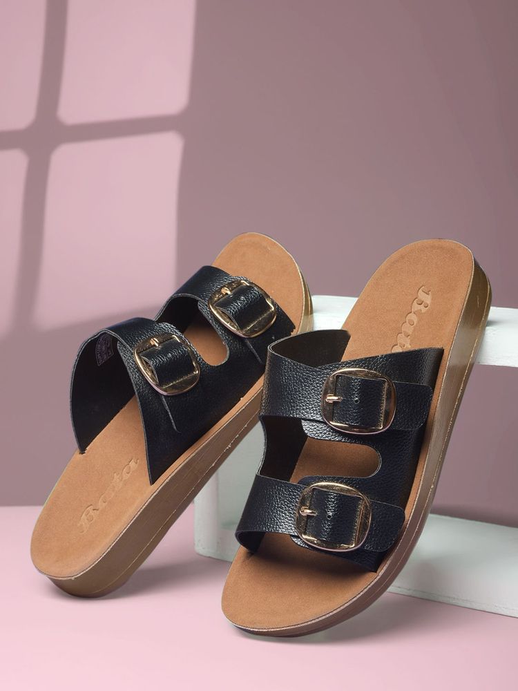 Bata Women Black Sandals-image-36