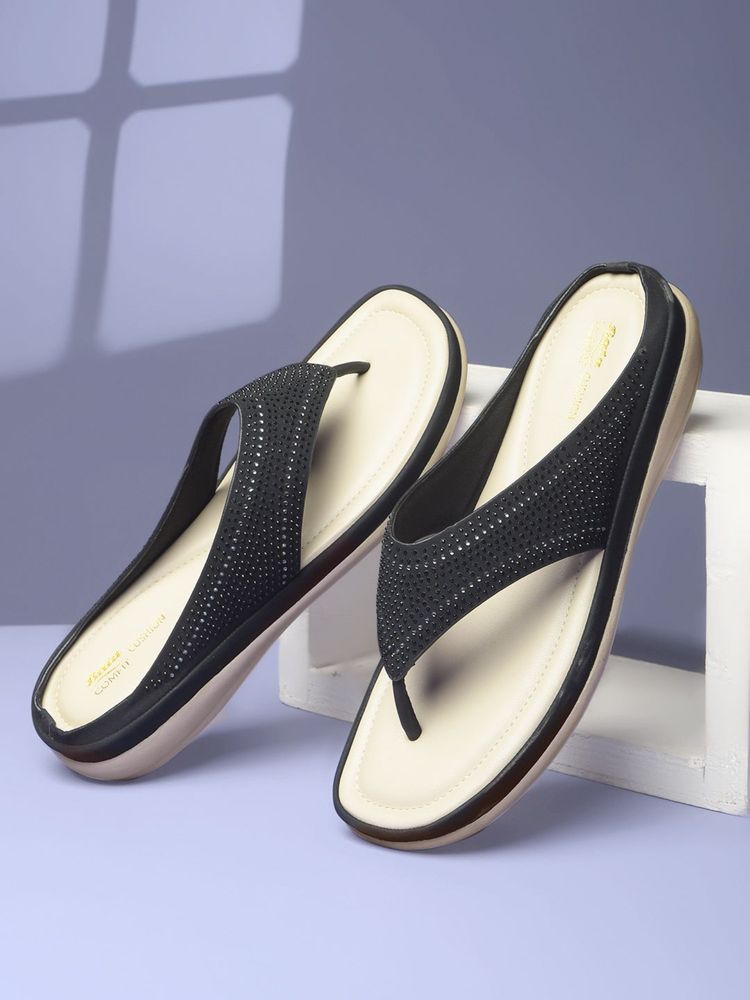 Bata Comfit Women Black Sandals-picture-11