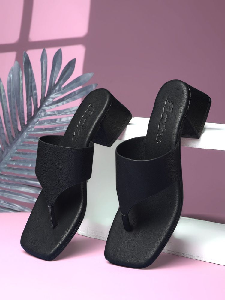 Bata Women Black Block Heels-picture-28