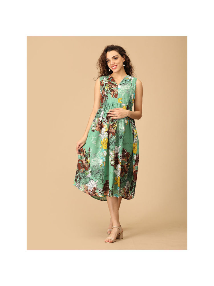 The Mom Store Multi-Color Floral Comfortable Maternity Dress-image-42