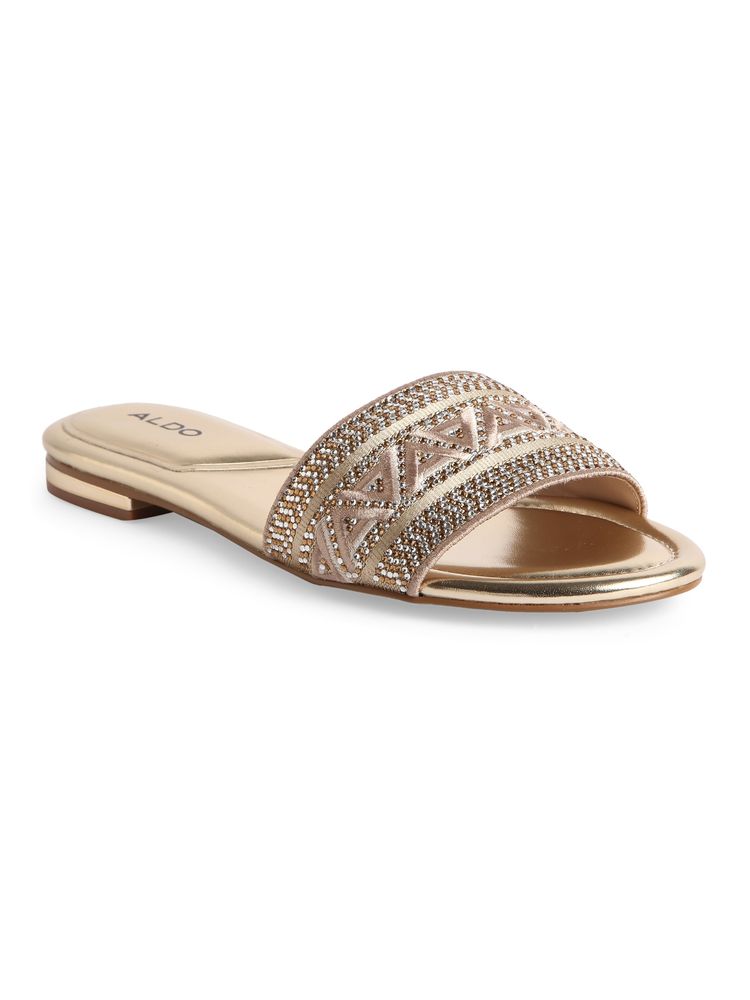 Aldo Ghalia Textile Champagne Embellished Sandals-image-17