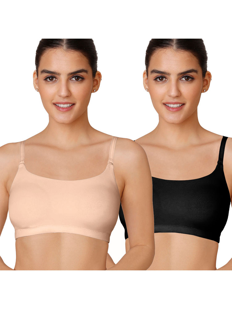 Nykd by Nykaa Easy Breezy Slip on Bra PO2 - NYB165 - Beige and Black (Pack of 2)-picture-37