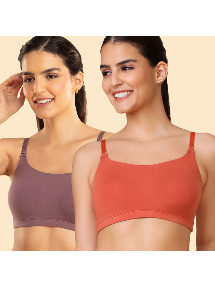 Nykd by Nykaa Easy Breezy Slip on Bra PO2 - NYB165 - Orange and Purple (Pack of 2)-picture-23
