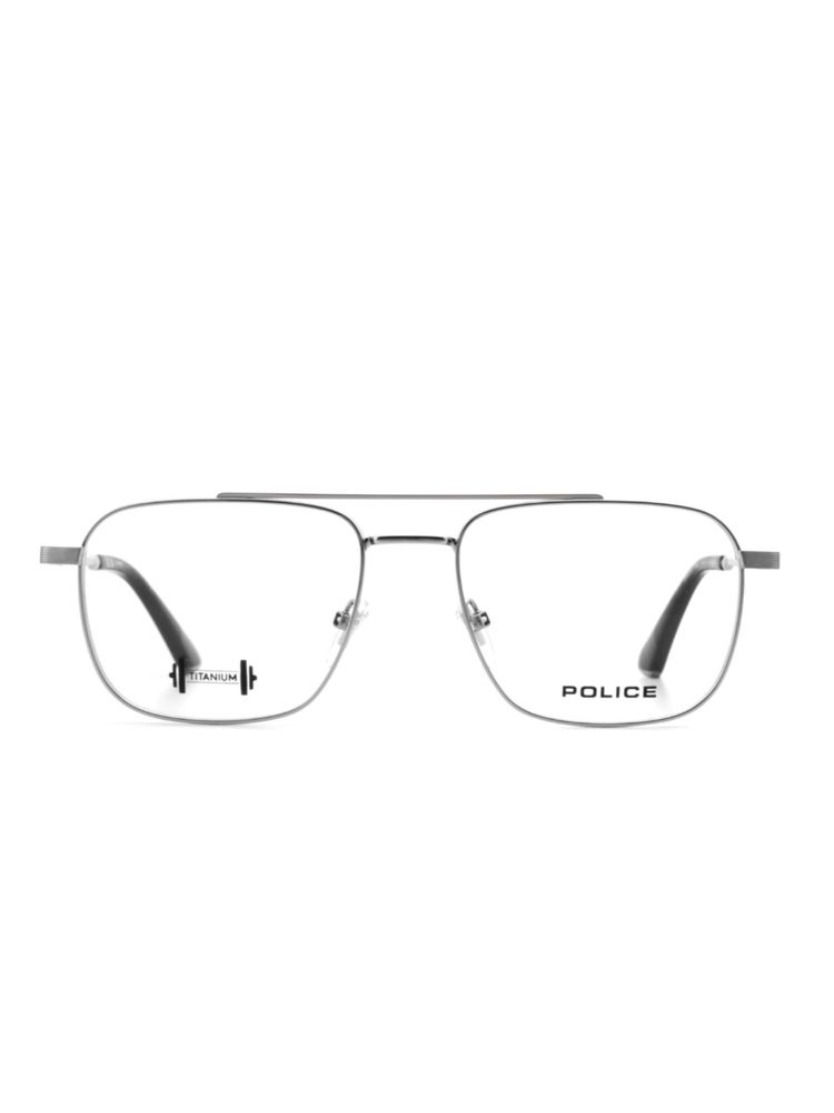 Police Men Full Rim Titanium Square Silver Eyeglass Frame (54)-image-34