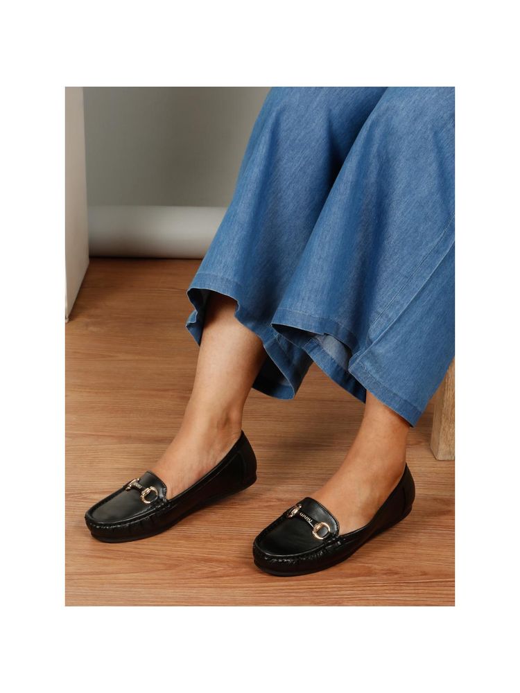 Flat n Heels Women Loafer Black-picture-30