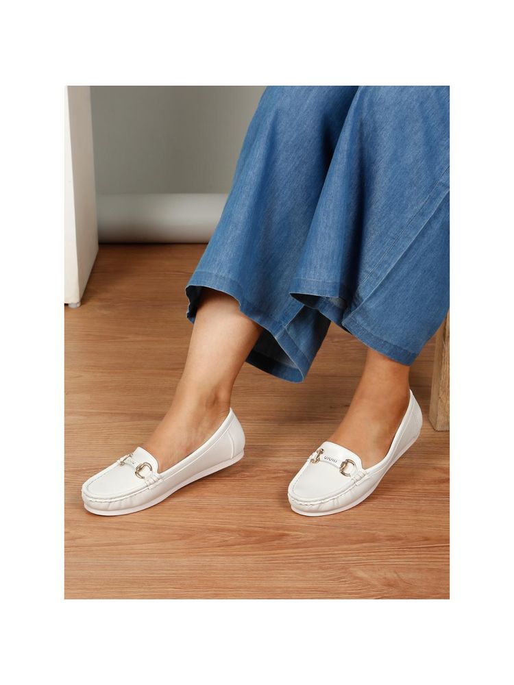 Flat n Heels Women Loafer White-picture-22