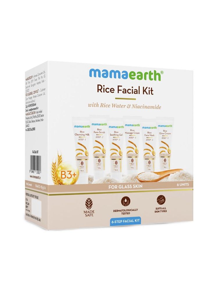 Mamaearth Rice Facial Kit With Rice Water & Niacinamide For Glass Skin
