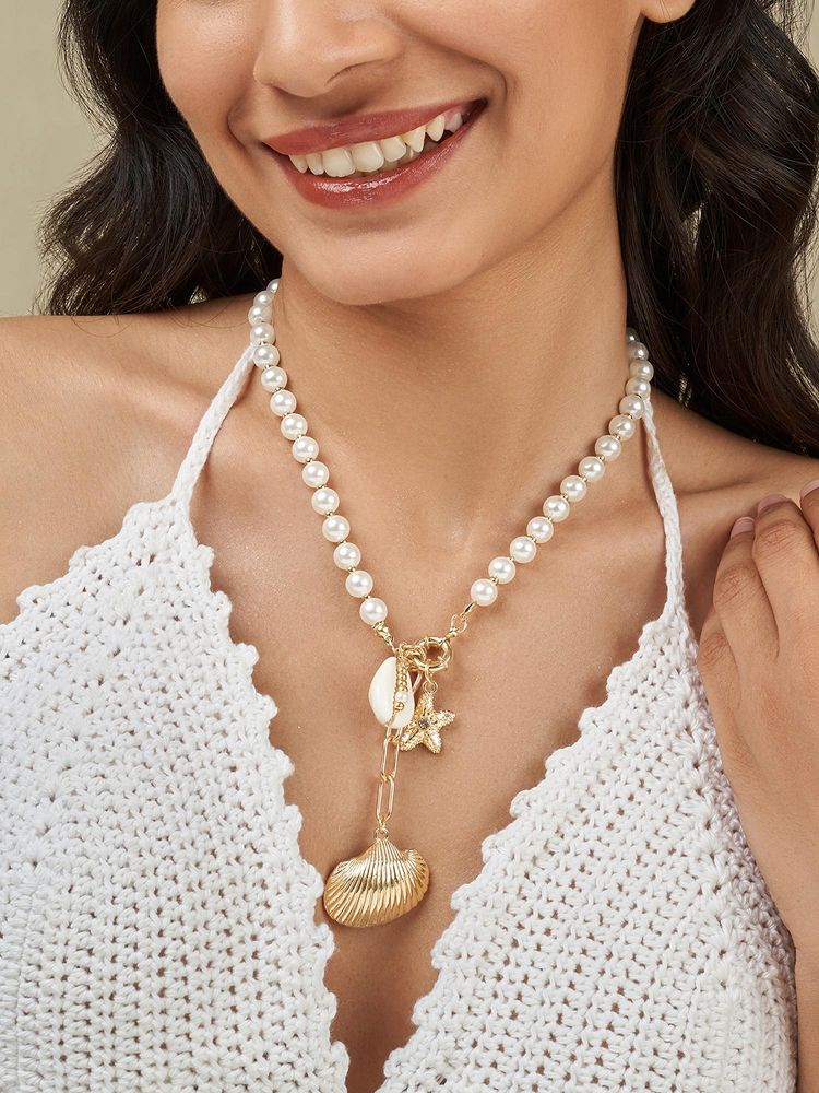 Joker & Witch Women Aeris Pearl Seashells Necklace-picture-37