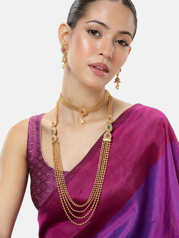 Peora Women Gold Plated Multi-Color Ethnic Jewellery Set-image-39