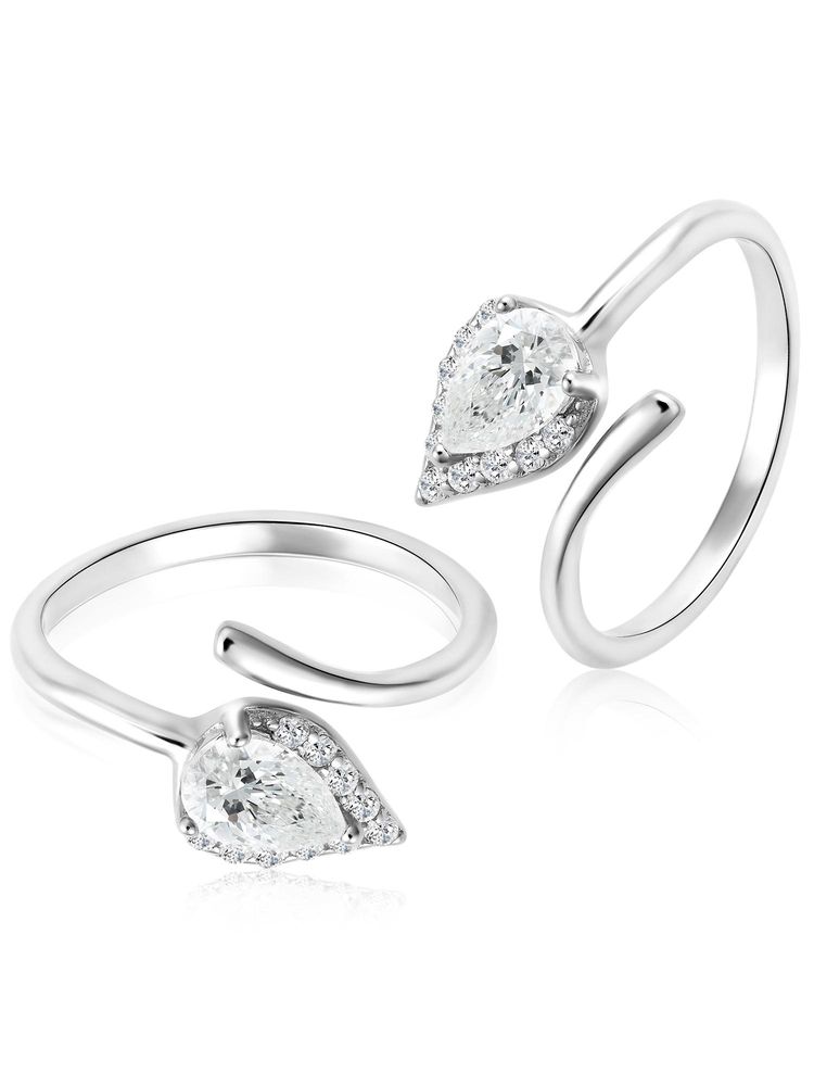 Peora Women Cubic Zirconia Studded 925 Sterling Silver Adjustable Toe Rings-image-11