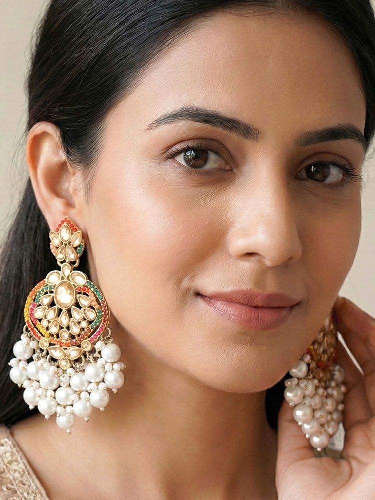 Peora Women Gold Plated Multi-Color Beads Dangler Earrings-picture-22