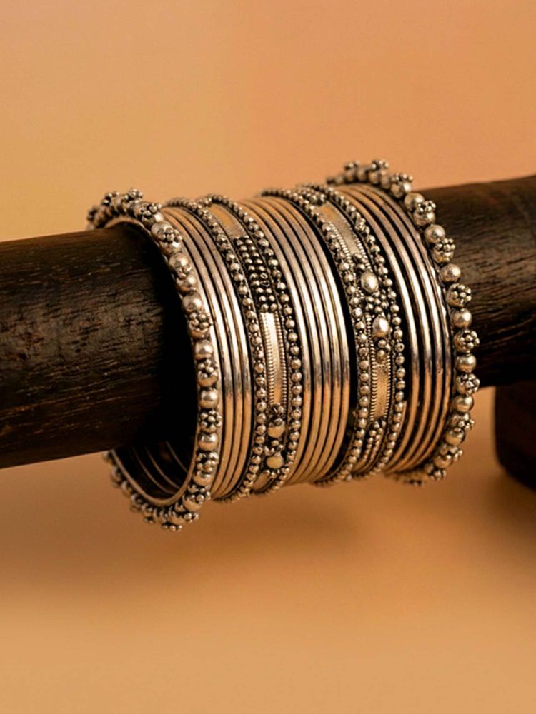 Peora Women Traditional Silver Plated Metal Bangles (2.6) (Pack of 40)-image-35
