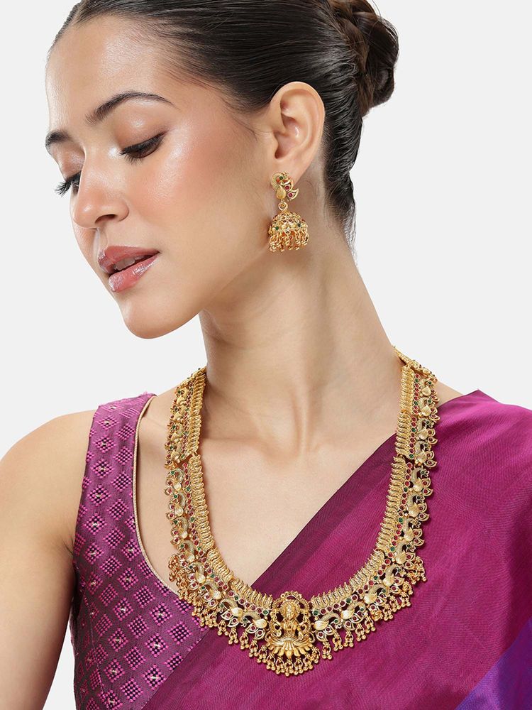 Peora Women Gold Plated Multi-Color Faux Temple Jewellery Set-picture-11