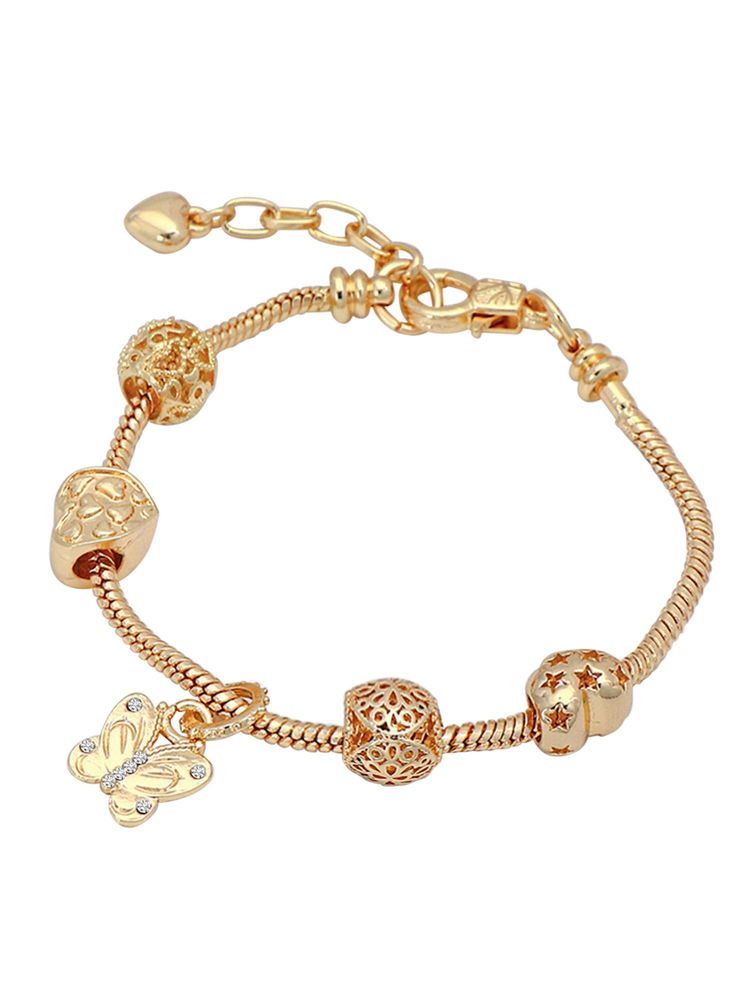 Peora Women Gold Plated Cubic Zirconia Studded Openable Bracelet-image-16