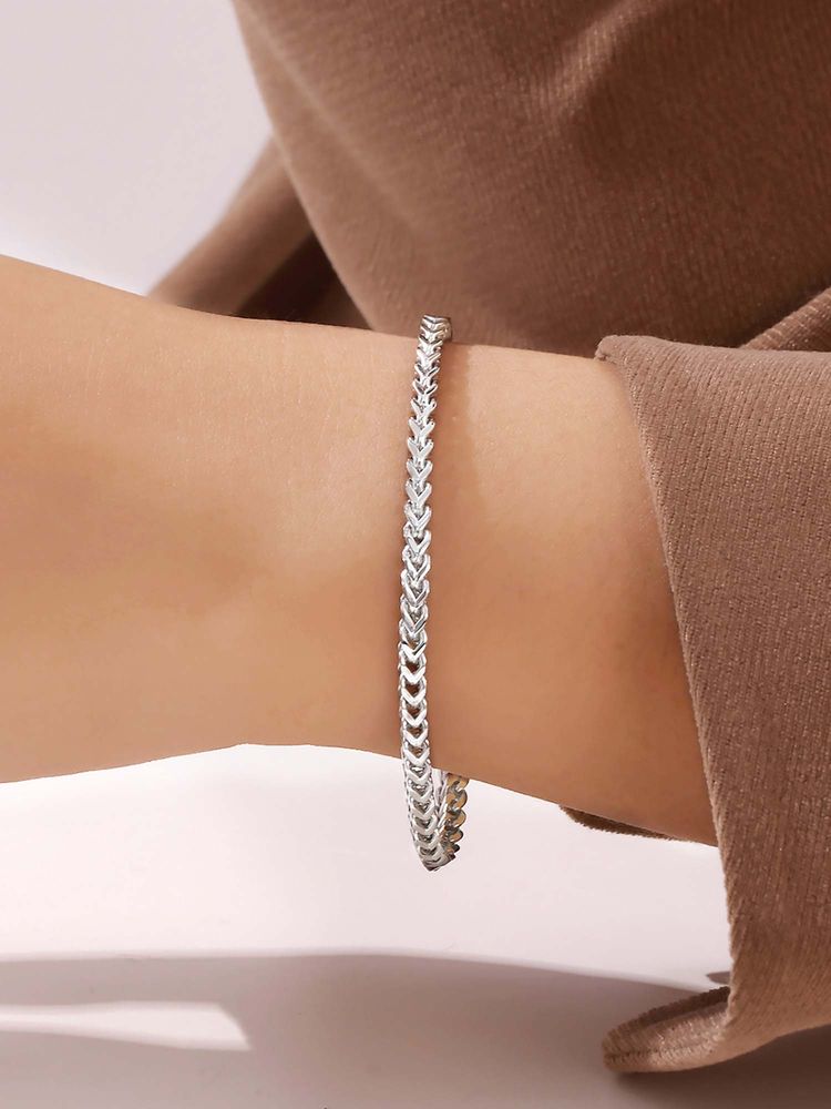 Peora Women Silver Plated Stylish Chain Link Bracelet-picture-16