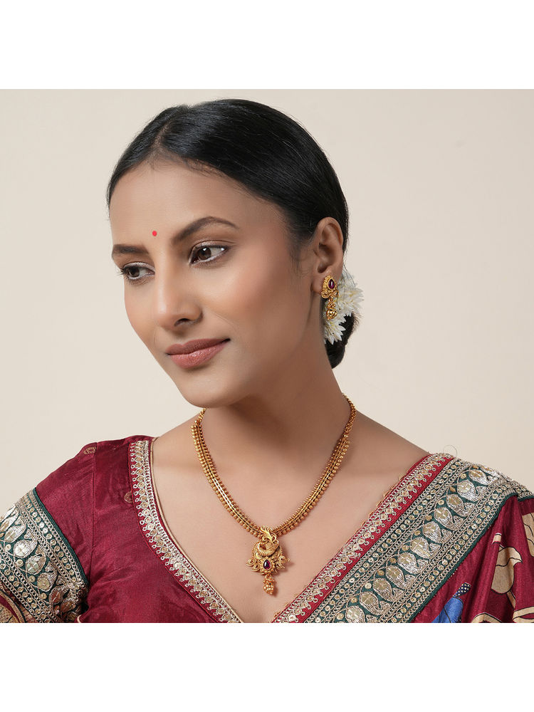 Smars Jewelry Antique Gold Plated Peacock Inspired Jewellery Set-image-19