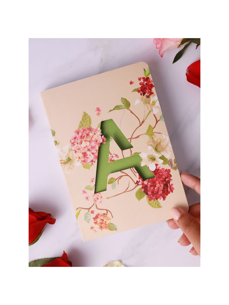 Doodle Initial A - Floral Monogram Notebook