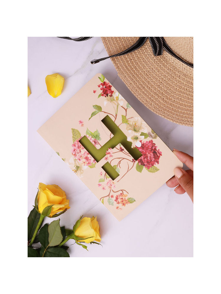 Doodle Initial H - Floral Monogram Notebook