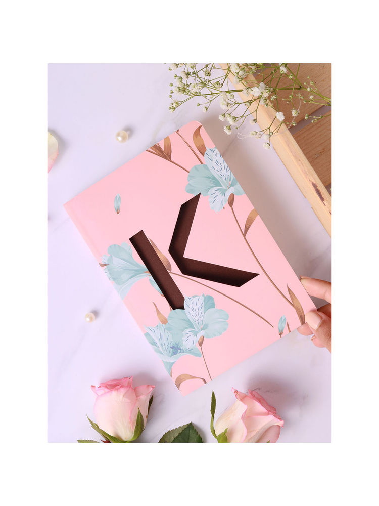 Doodle Initial K - Floral Monogram Notebook