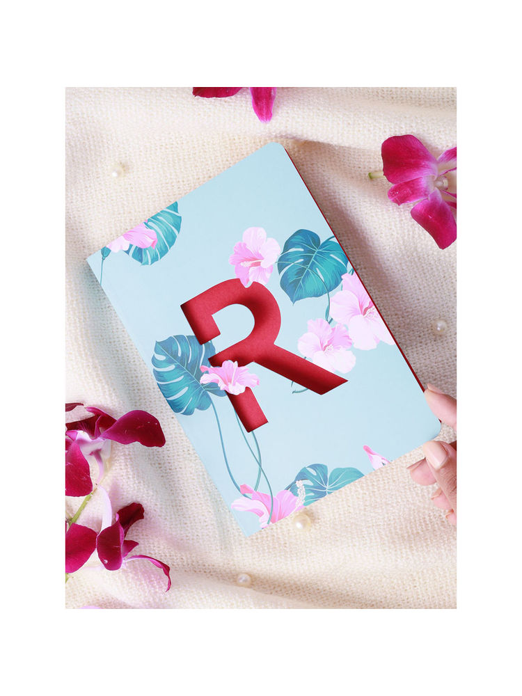 Doodle Initial R - Floral Monogram Notebook