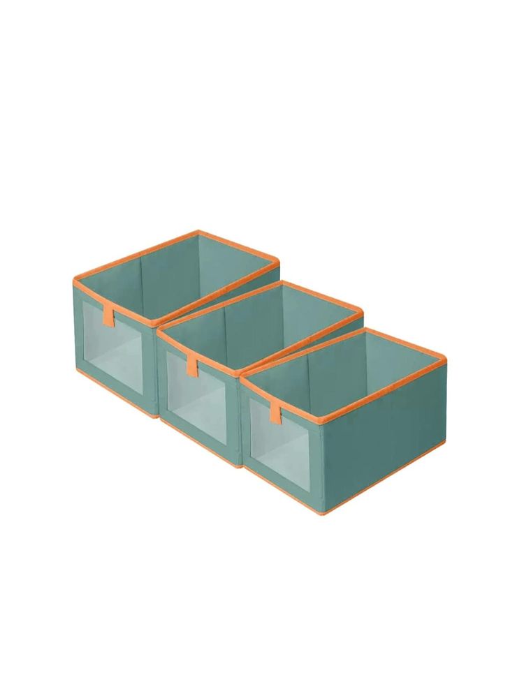 House of Quirk Green Durable and Versatile Closet Organizers Storage Baskets (Pack of 3)-picture-11