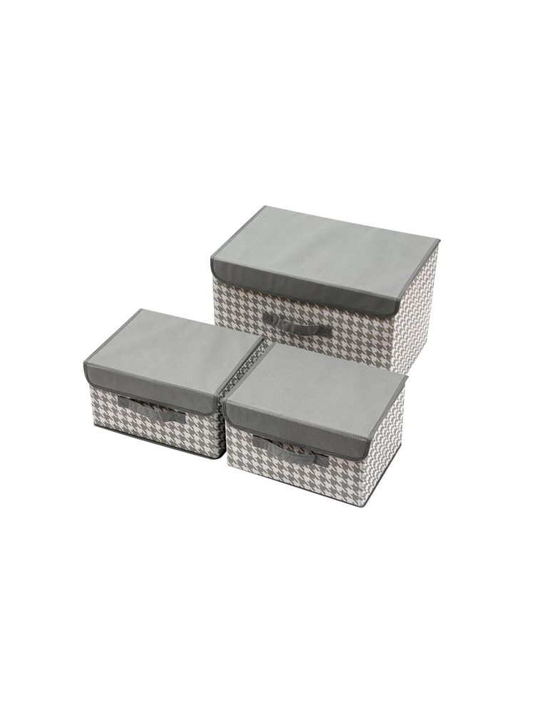 House of Quirk Multi-Color Foldable Storage Basket with Lid & Handle (Pack of 3)-image-31